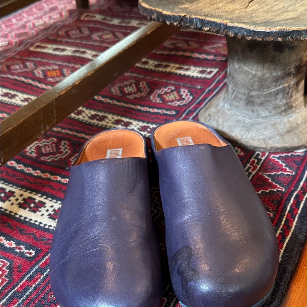 Fitflop Navy Blue Leather Mules